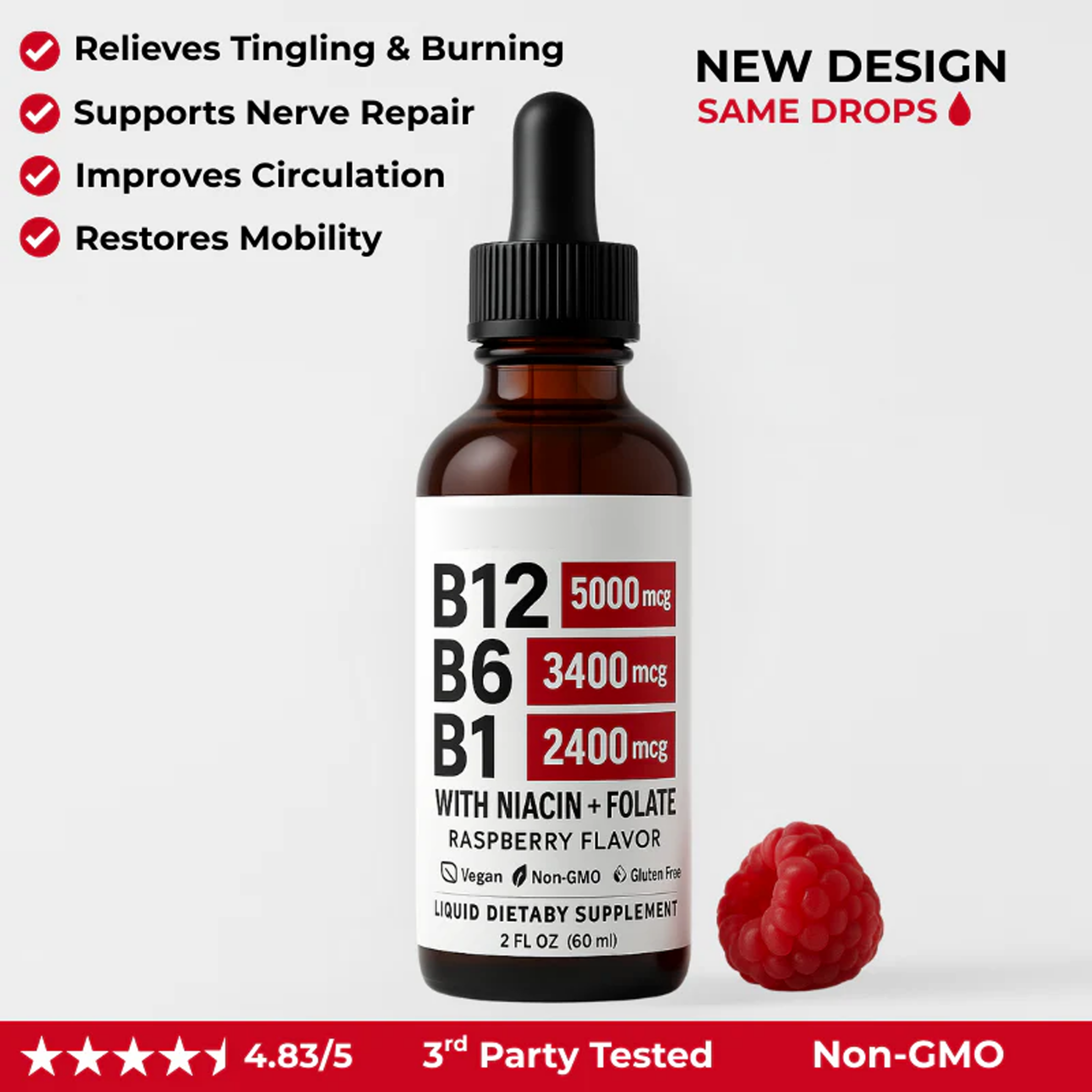 Raspberry Vitamin B Complex Drops